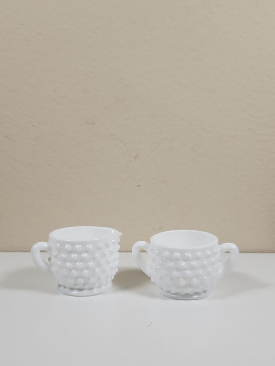 Fenton Other - Fenton Hobnail Mini Cream And Sugar Bowls
